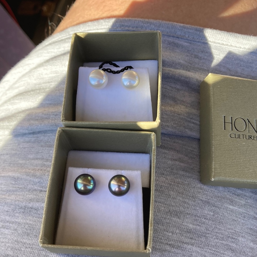 Honora Sterling Silver Cultured Pearl Button Earrings and round earrings 2 sets